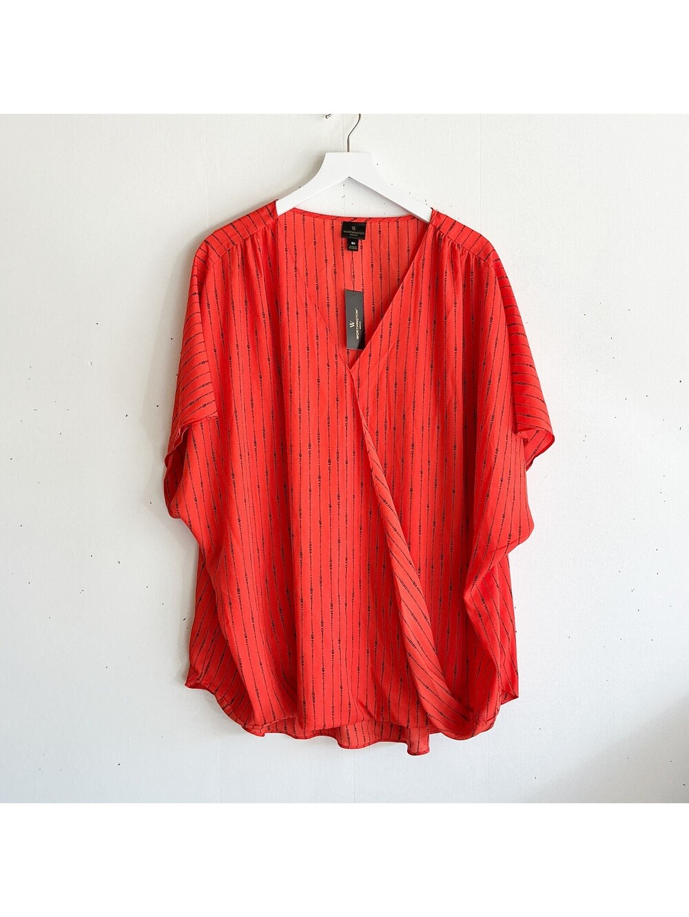 Worthington Woman Cyber Orange Striped Flowy Lightweight Blouse Top Plus Size 3X